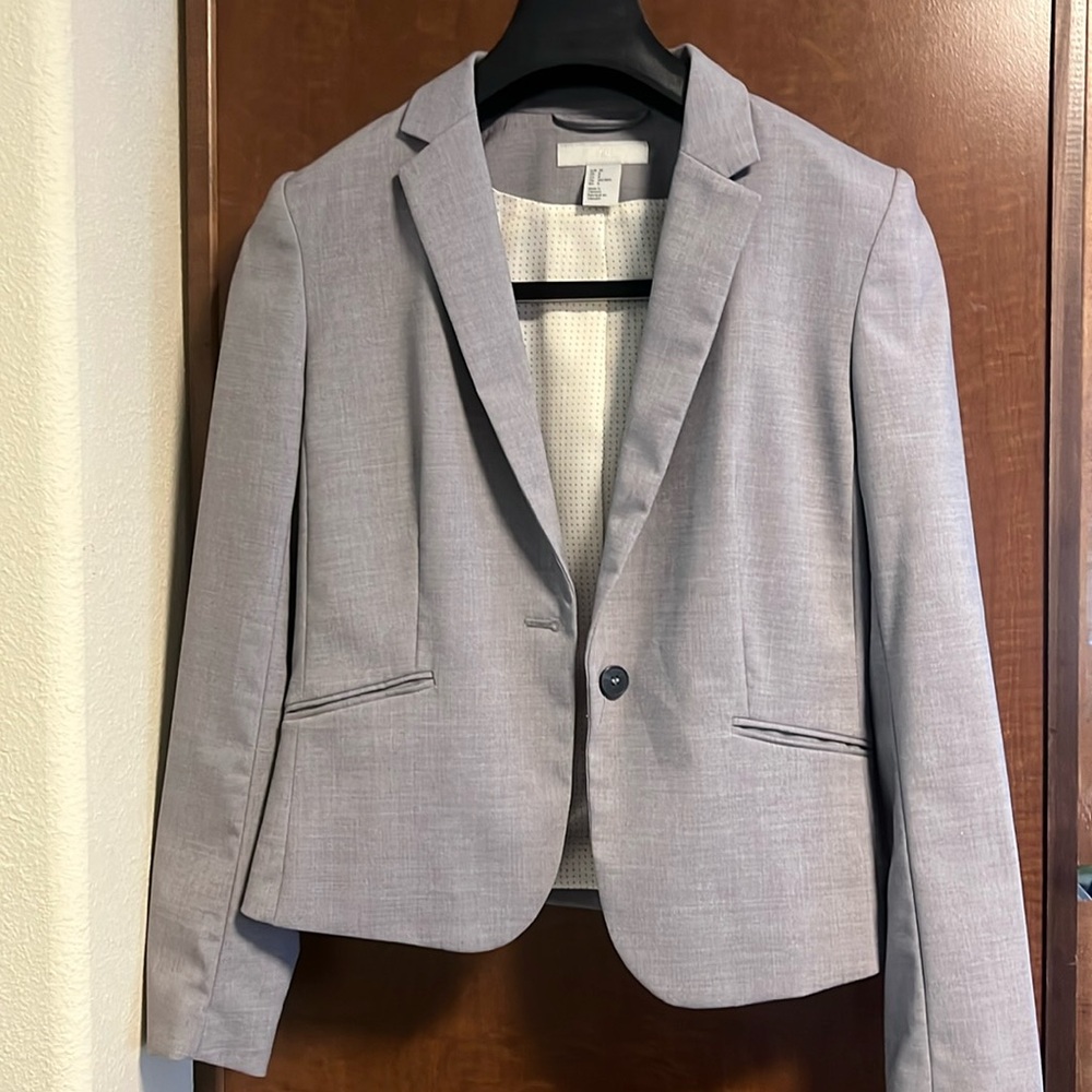 Gray, H&M, blazer, size 8